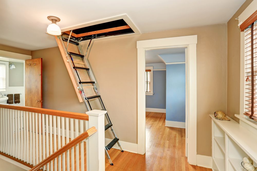 hallway-interior-with-folding-attic-ladder